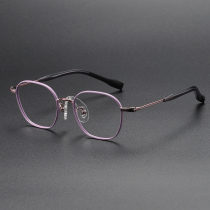 Square Titanium Glasses LE1291_Purple & Rose Gold Square Titanium Glasses LE1291_Purple & Rose Gold