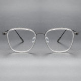 Square Titanium Glasses LE1310_Clear & Gunmetal Front View