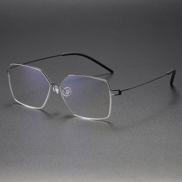 Geometric Titanium Glasses LE1299_Black & Silver