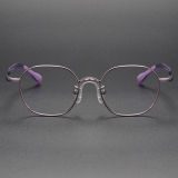 Square Titanium Glasses LE1291_Purple