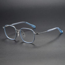 Square Titanium Glasses LE1295_Blue & Silver
