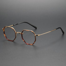Geometric Titanium Glasses LE1297_Tortoise & Gold Geometric Titanium Glasses LE1297_Tortoise & Gold