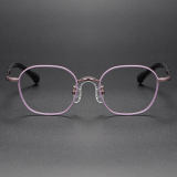 Square Titanium Glasses LE1291_Purple & Rose Gold Front View