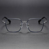 Square Titanium Glasses LE1296_Blue & Silver Front View