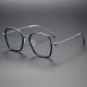 Square Titanium Glasses LE1306_Blue Tortoise & Silver