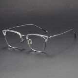 Browline Titanium Glasses LE1302_Clear & Silver