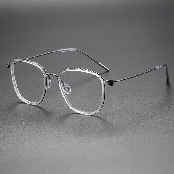 Square Titanium Glasses LE1310_Clear & Gunmetal