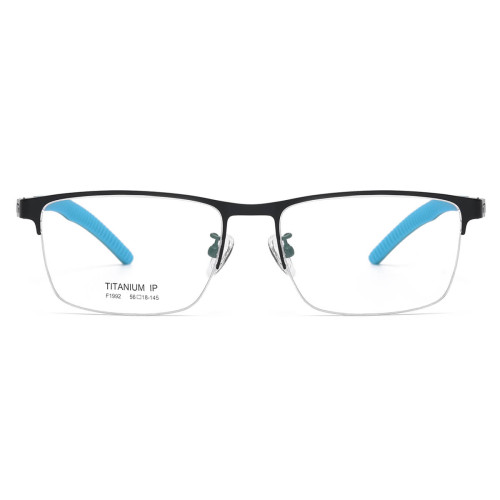 Half Rim Metal Glasses LE1314_Black & Silver