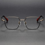 Square Titanium Glasses LE1296_Black & Gold Front View
