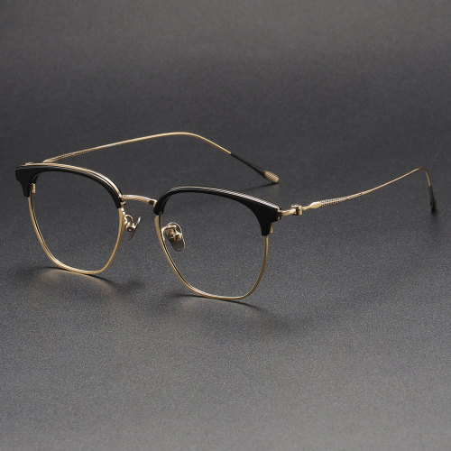 Browline Titanium Glasses LE1301_Black & Gold