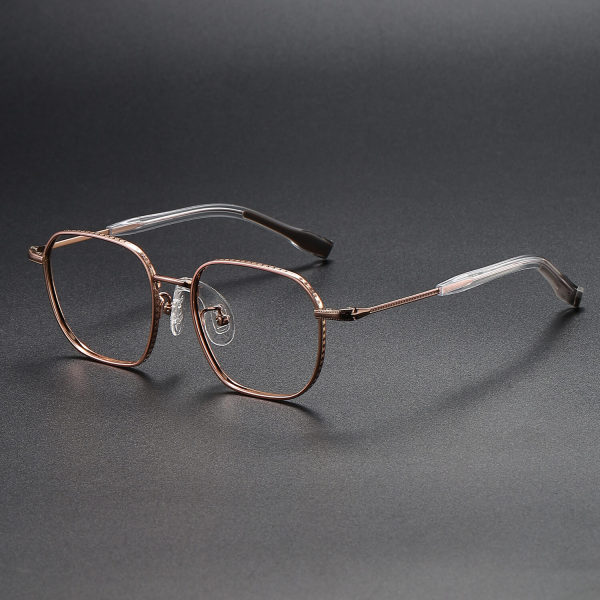 Square Titanium Glasses LE1295_Rose Gold