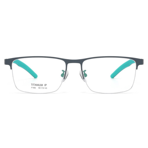 Half Rim Metal Glasses LE1314_Green & Silver