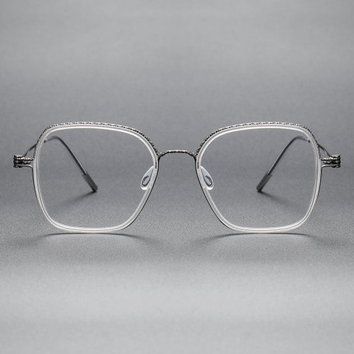 Square Titanium Glasses LE1306_Clear Gunmetal