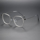 Geometric Titanium Glasses LE1307_Clear & Gunmetal