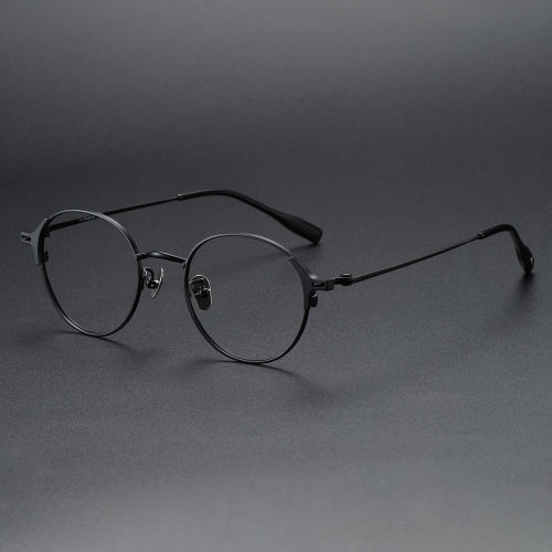 Round Titanium Glasses LE1292_Black