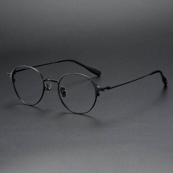 Round Titanium Glasses LE1292_Black