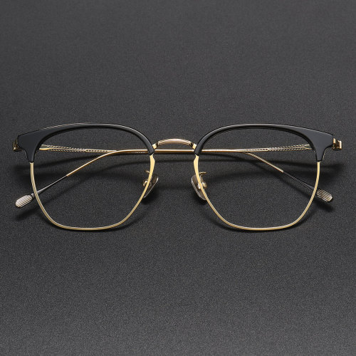 Browline Titanium Glasses LE1301_Black & Gold