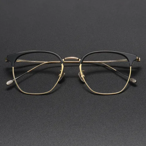 Browline Titanium Glasses LE1301_Black & Gold