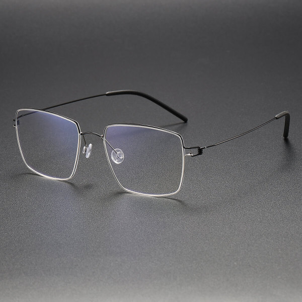 Square Titanium Glasses LE1300_Black & Silver