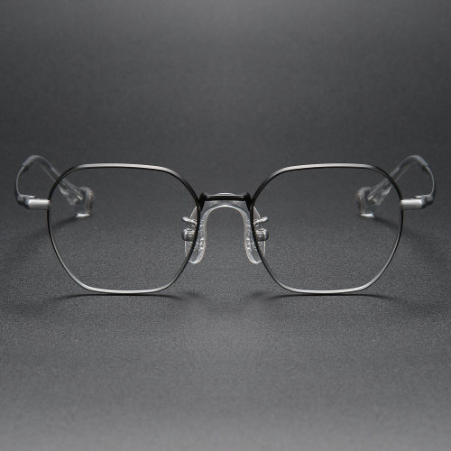 Geometric Titanium Glasses LE1322_Black & Silver