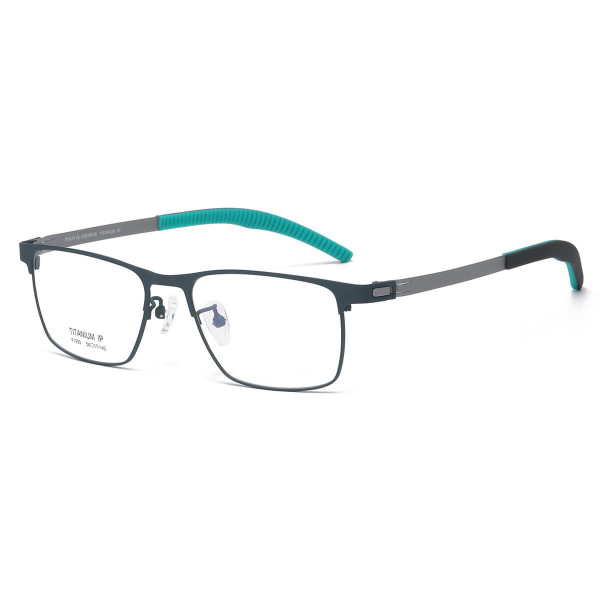 Rectangle Metal Glasses LE1315_Green & Silver
