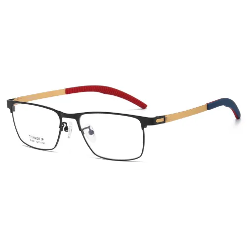 Rectangle Metal Glasses LE1315_Black & Gold