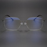 Geometric Titanium Glasses LE1299_Black & Silver Front View