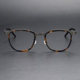 Square Titanium Glasses LE1318_Tortoise & Gunmetal Front View