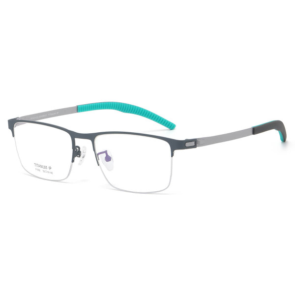 Half Rim Metal Glasses LE1314_Green & Silver