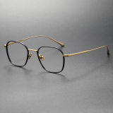 Square Titanium Glasses LE1285_Black - Gold