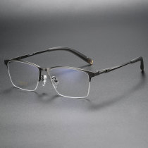 Half Rim Titanium Glasses LE1284_Gunmetal Half Rim Titanium Glasses LE1284_Gunmetal