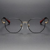 Geometric Titanium Glasses LE1288_Black & Gold