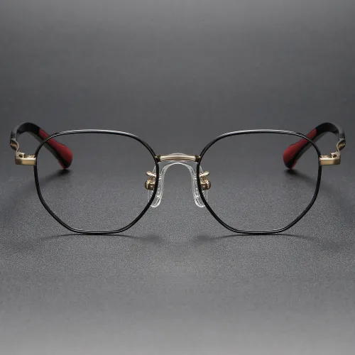 Geometric Titanium Glasses LE1288_Black & Gold