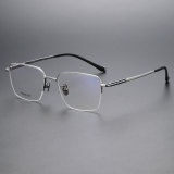 Half Rim Titanium Glasses LE1282_Silver
