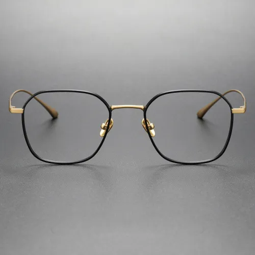 Square Titanium Glasses LE1285_Black - Gold