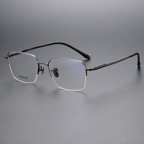 Half Rim Titanium Glasses LE1282_Gunmetal