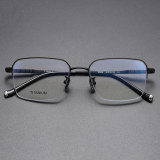 Half Rim Titanium Glasses LE1282_Black Front View