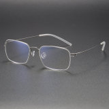 Rectangle Titanium Glasses LE1280_Silver