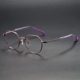 Round Titanium Glasses LE1261_Purple