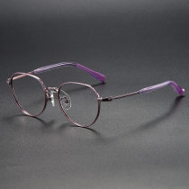 Round Titanium Glasses LE1261_Purple Round Titanium Glasses LE1261_Purple