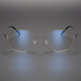Geometric Titanium Glasses LE1246_Black & Silver Front View