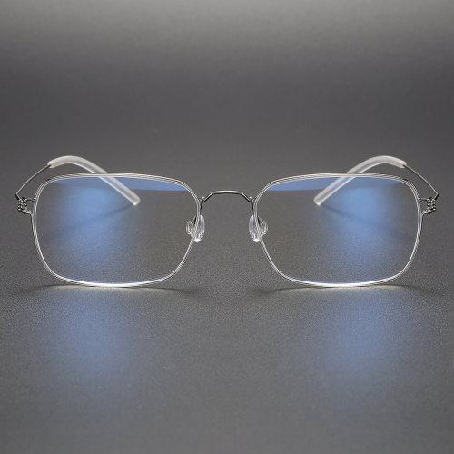 Rectangle Titanium Glasses LE1280_Silver