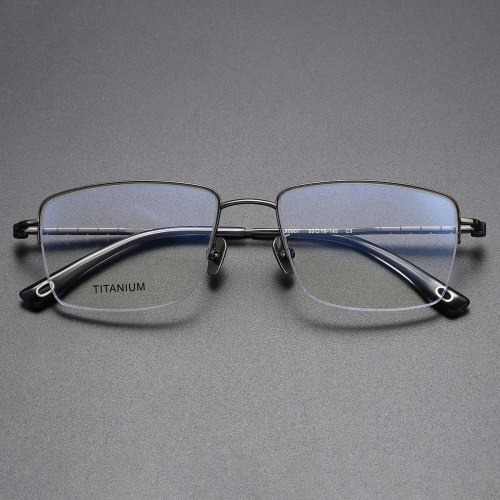 Half Rim Titanium Glasses LE1251_Gunmetal