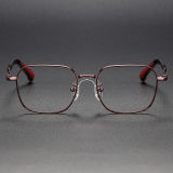 Square Titanium Glasses LE1269_Red