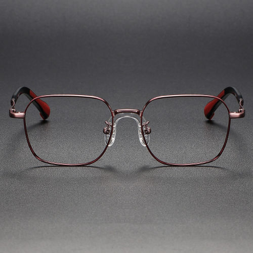 Square Titanium Glasses LE1269_Red