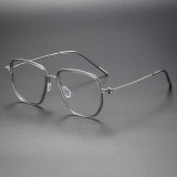 Geometric Titanium Glasses LE1253_Clear Gray & Silver