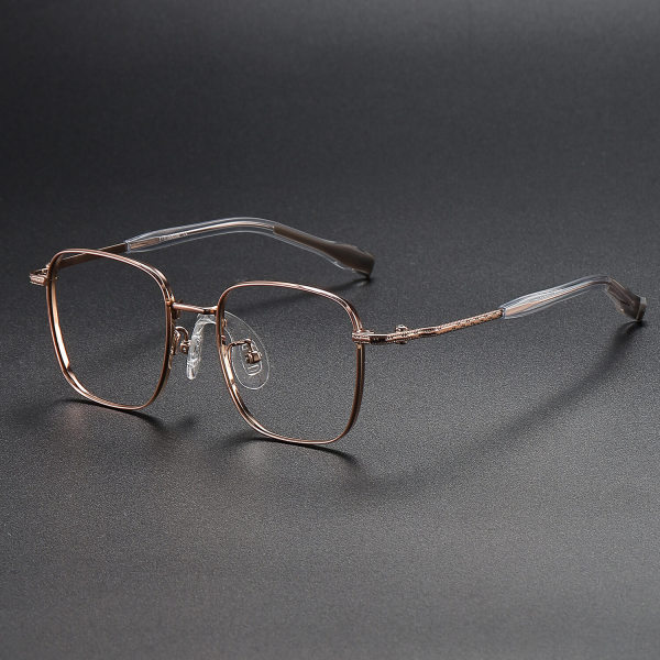 Square Titanium Glasses LE1277_Rose Gold