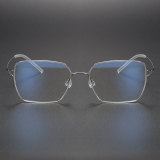 Geometric Titanium Glasses LE1245_Silver Front View