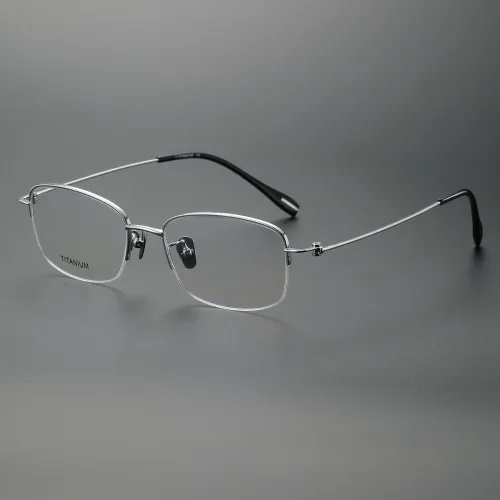 Half Rim Titanium Glasses LE1249_Silver