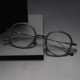 Geometric Titanium Glasses LE1255_Clear Gray - Black